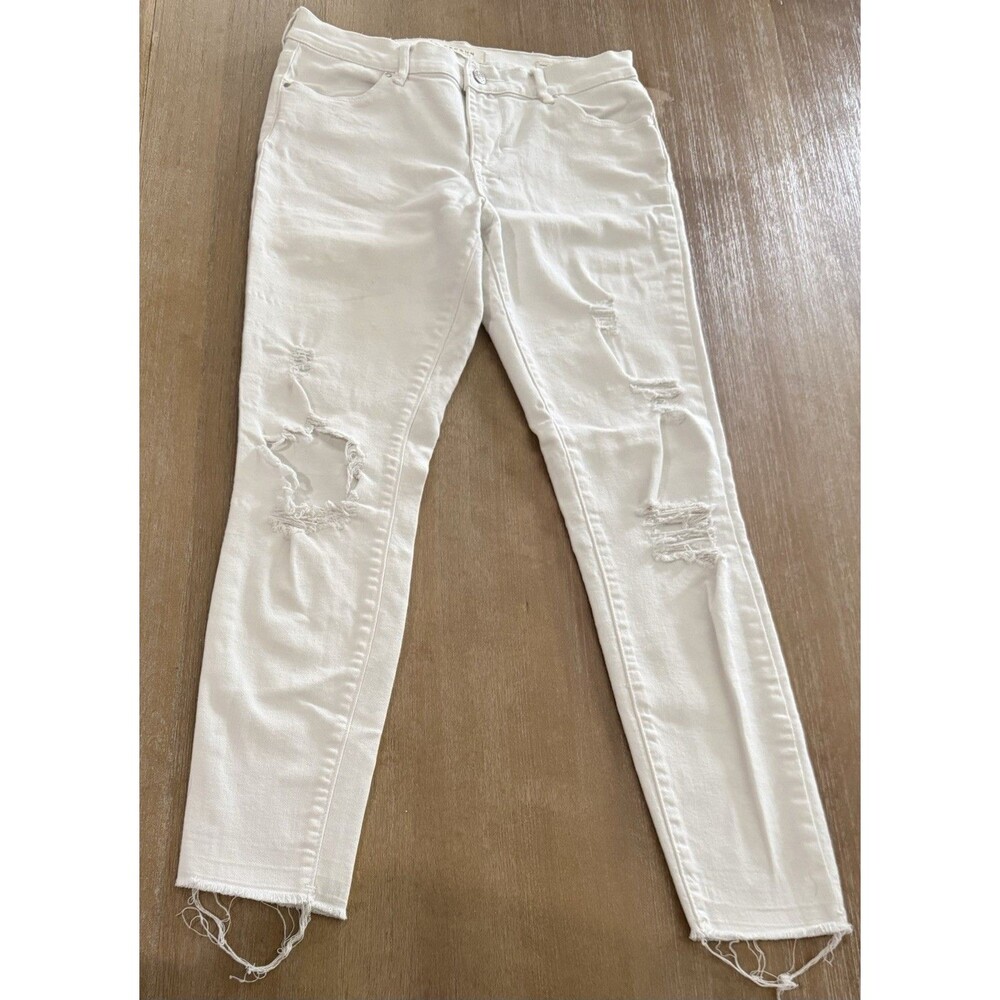 Womens Pacsun Size 27 White Super Stretch Jegging Distressed Ankle Stretch
